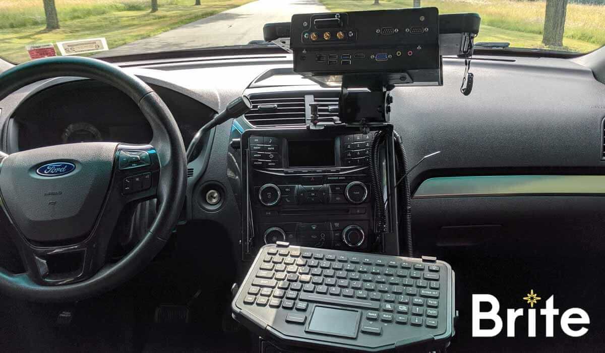 Getac F110 with a Gamber-Johnson Dock in a Ford Utility