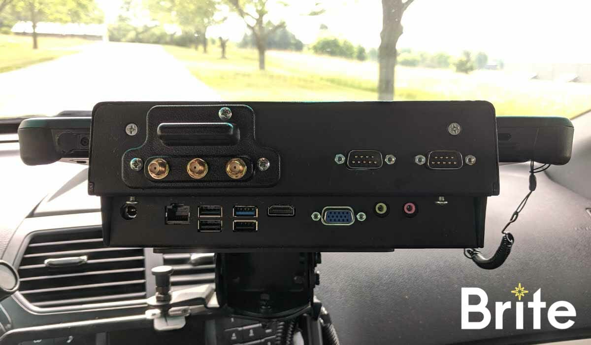 Getac F110 with a Gamber-Johnson Dock in a Ford Utility - Dock Ports