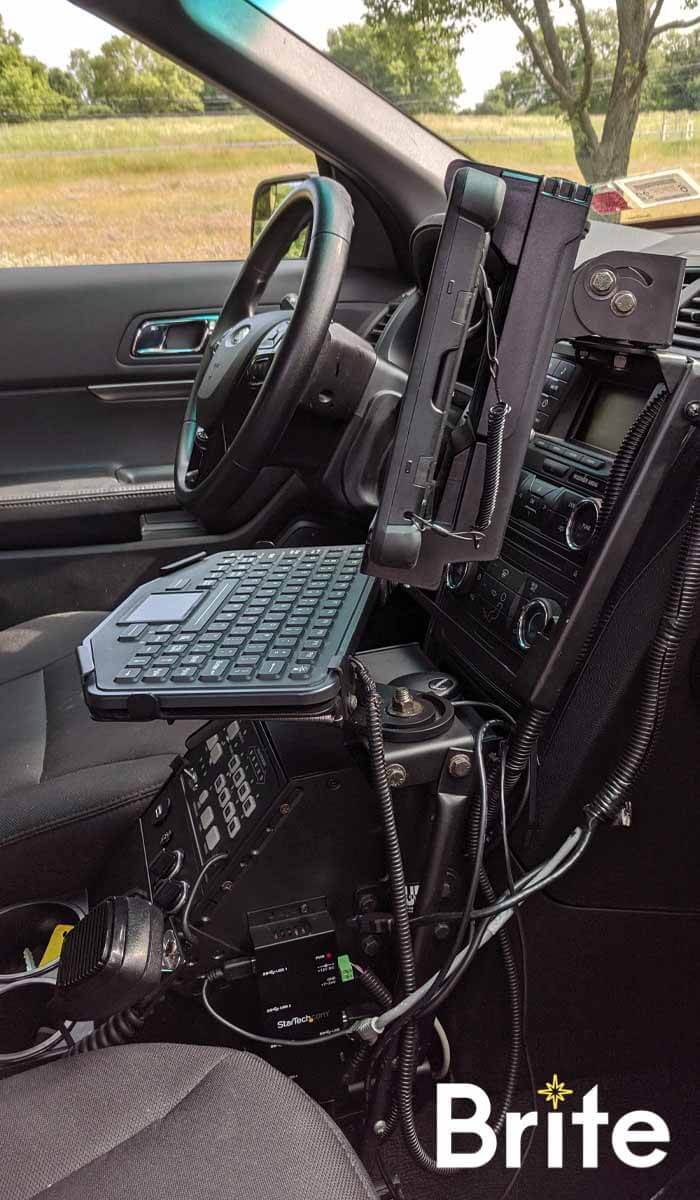 Getac V110 with a Havis Dock in a Ford Utility