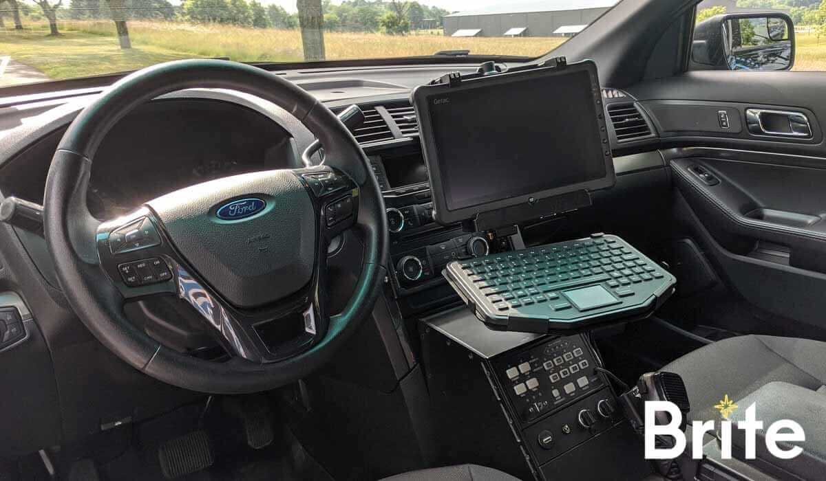 Getac F110 with a Gamber-Johnson Dock in a Ford Utility