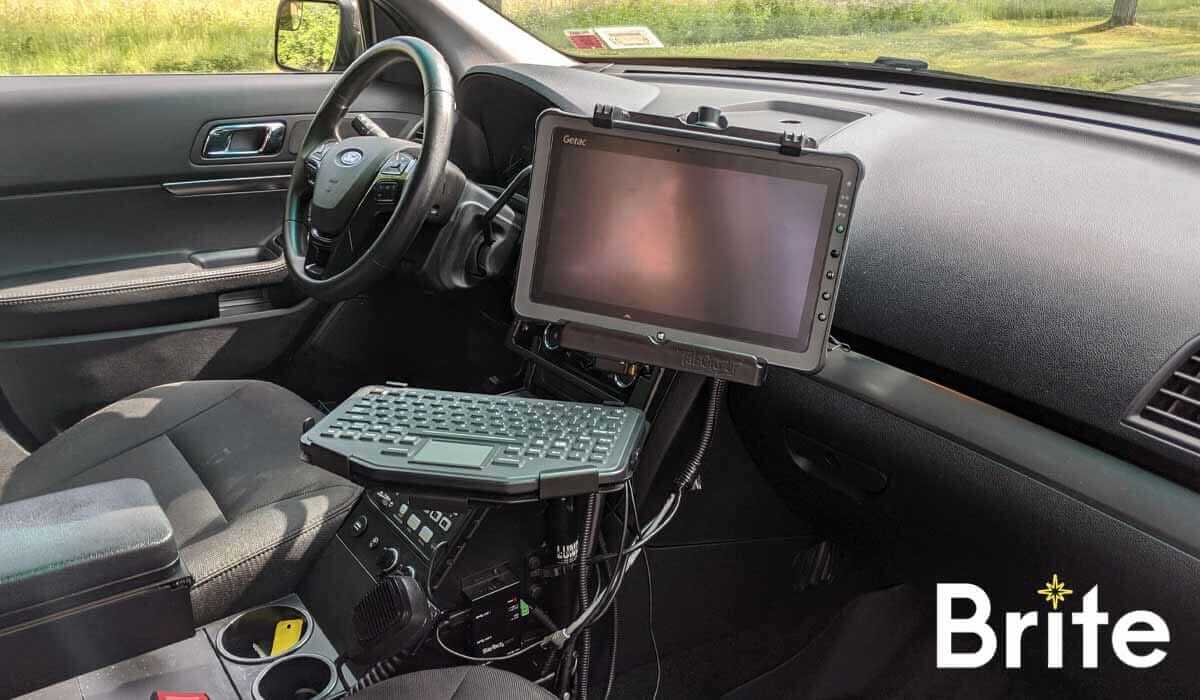 Getac F110 with a Gamber-Johnson Dock in a Ford Utility