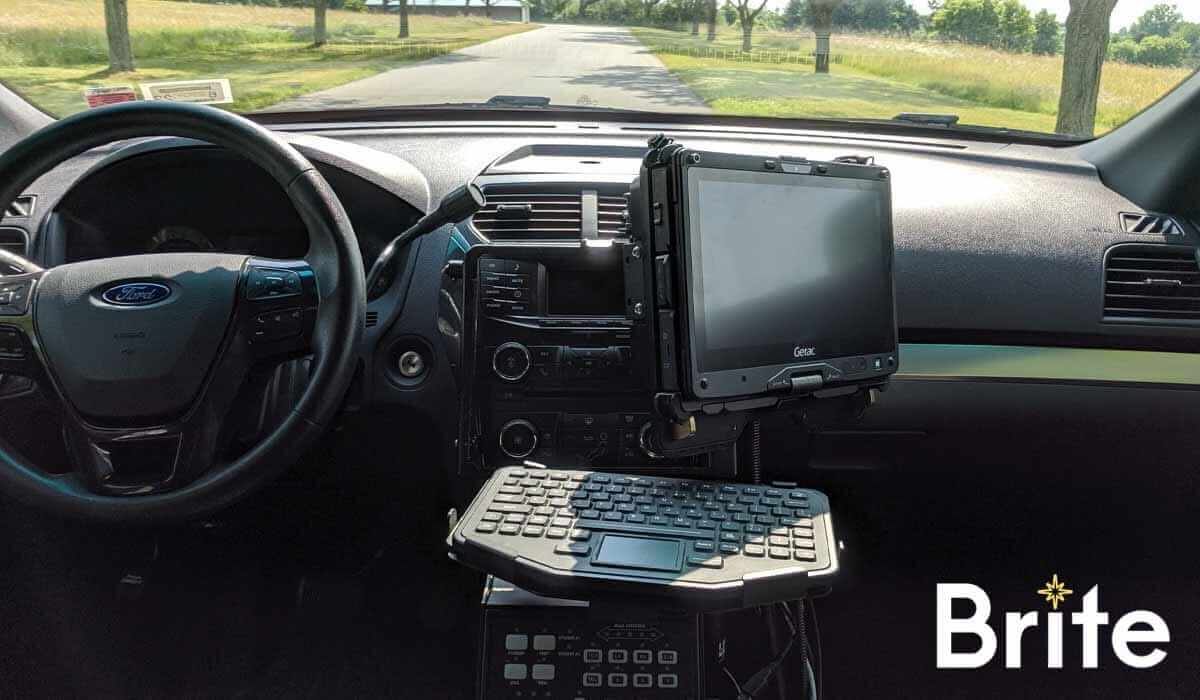 Getac F110 with a Gamber-Johnson Dock in a Ford Utility