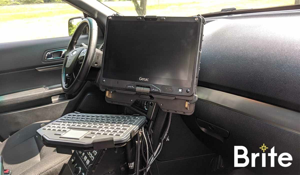 Getac V110 with a Havis Dock in a Ford Utility