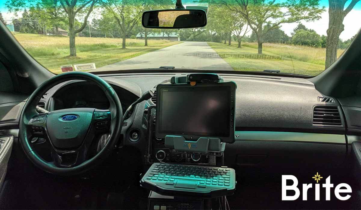 Getac F110 with a Havis Dock in a Ford Utility