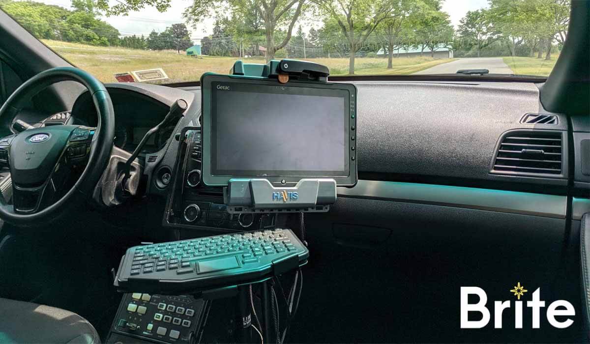 Getac F110 with a Havis Dock in a Ford Utility