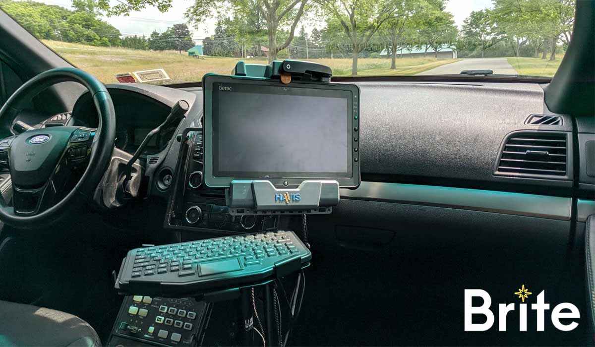 Getac V110 with a Havis Dock in a Ford Utility