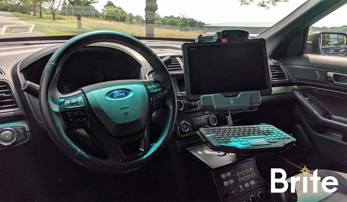 Getac F110 with a Gamber-Johnson Dock in a Ford Utility