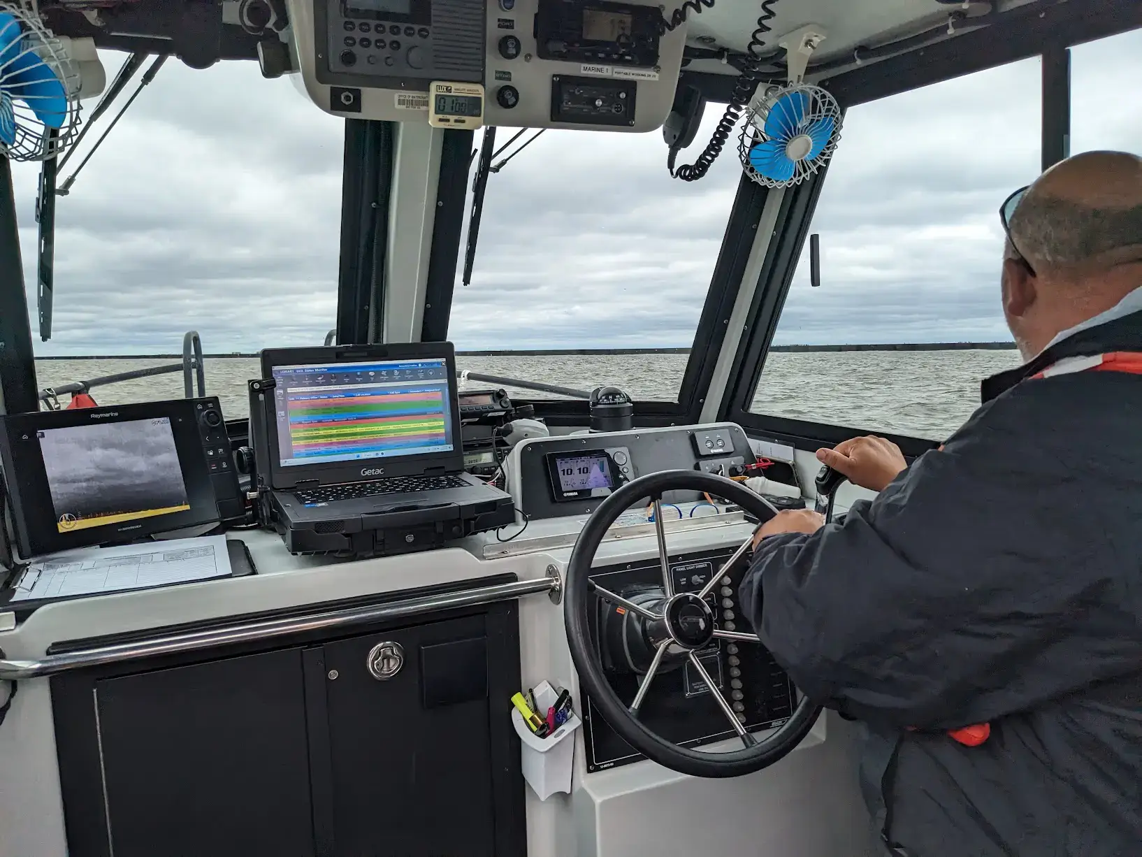 Rugged Getac B360 in a Boat