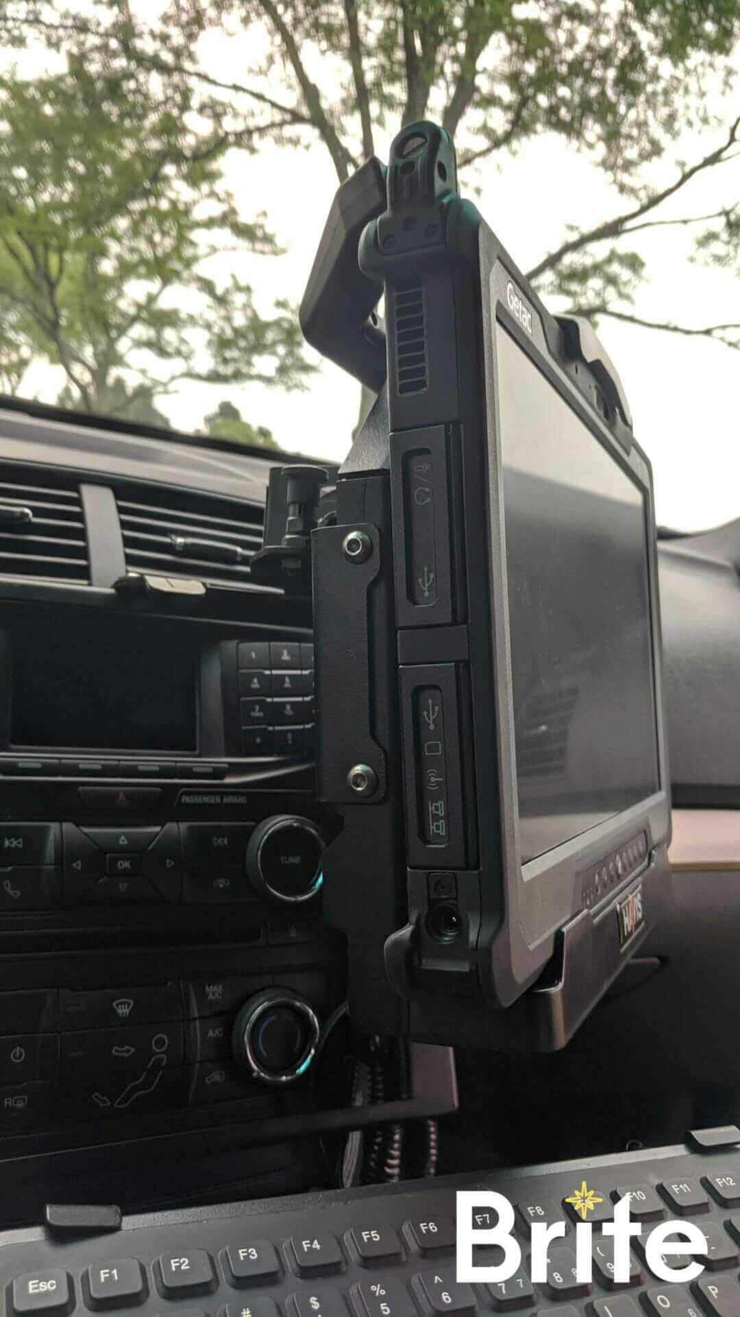 Getac F110 with a Havis Dock in a Ford Utility