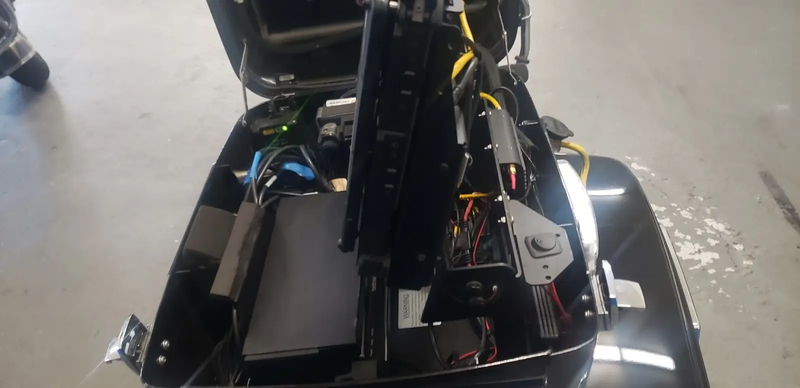 Getac V110 Computer Mounted in Motorcycle Trunk