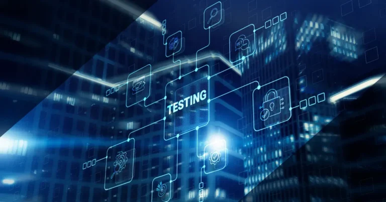 Cybersecurity image with the word "testing" in the middle